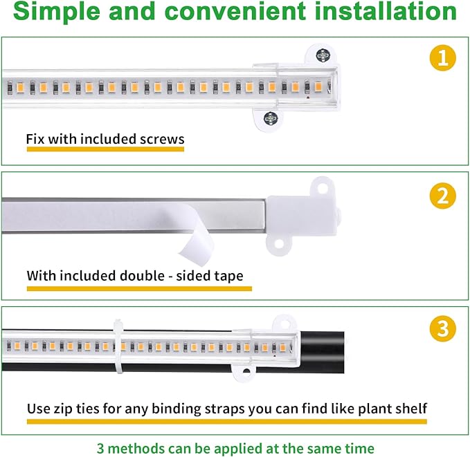RWNTAO 3 Head 7.8 Inches LED Grow Light Strips, Grow Lamps for Indoor Plants Full Spectrum 3000K, 72 LEDs Plant Light Strips with 3/9/12H Timer, 10 Dimmable Levels for Seedling Succulent