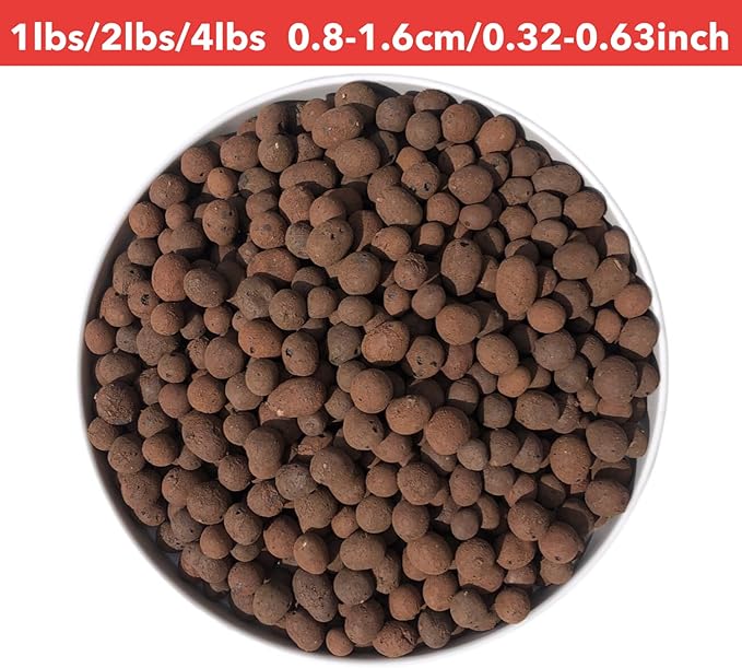 1Lbs Leca Expanded Clay Pebbles, 8-16mm Expanded Clay Aggregate, Natural Clay Pebbles for Hydroponic & Aquaponics Growing, Orchid Potting Mix, Hydroponics Supplies for Indoor Garden Plants