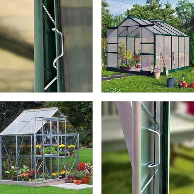 50 Sets Stainless Steel Greenhouse Glass W Wire Clips and Z Overlap Fixing Clamps for Glass Pane Support in Garden and Plant Germination Equipment