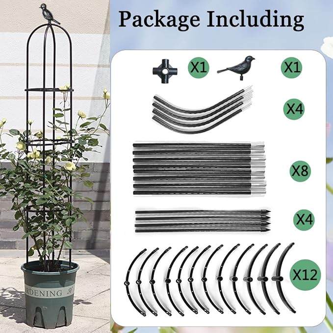 Garden Trellis,Tomato Cage for Climbing Plants Outdoor, Plants Trellis Support for Climbing Vines, Plant Support for Vegetables, Plant Flower Trellises for Clematis Jasmine Outdoor Indoor-1 Pack