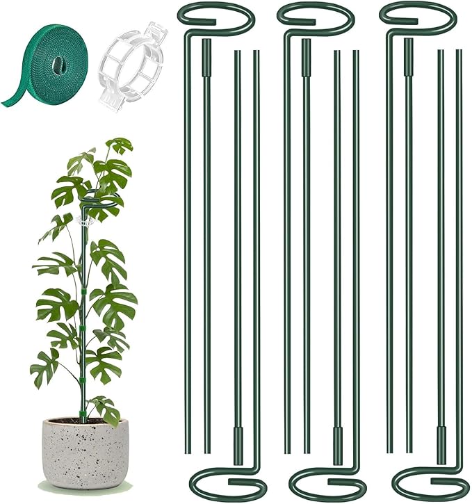 6 Pack 24 Inch Plant Support Stakes,Extendable Plant Stakes,Orchid Sticks with Clips for Indoor Outdoor,Garden Stakes for Plant,Tomato,Vegetables,Monstera.Plant Support Stakes for Two Sizes12 or 24 In