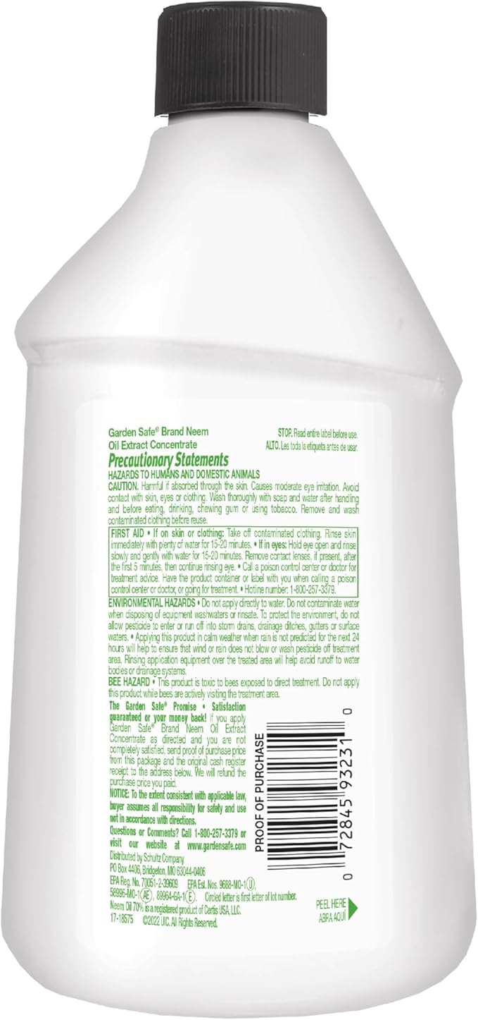 Garden Safe Neem Oil Extract Concentrate, For Organic Gardening, Fungicide, Insecticide, Miticide, Neem Oil For Plants, 10 fl Ounce