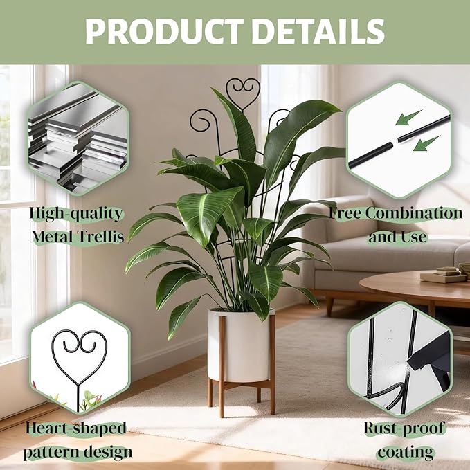 Plant Trellis for Climbing Plants Indoor 2Pcs Small Garden Trellis for Potted Plants Sturdy Metal Houseplant Support 33in Taller Plant Trellis for Monstera pothos lvy Vine
