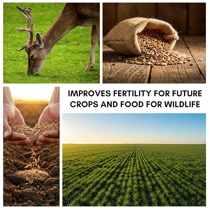 Rye Grain Seeds – 5 lbs – Open-Pollinated Cover Crop and Forage Mix for Soil Improvement, Erosion Control, and Deer Food Plots