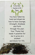 Teacher Card and Plant Seed Set Best of All Time Novelty Pack with Real Thyme Seeds, 3 inch