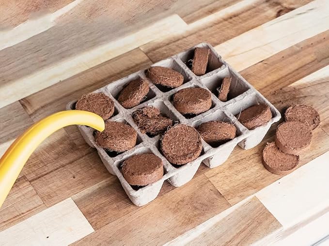 Envelor Coco Coir Seed Starting Mix Pellet for Seed Starter Tray Potting Soil for Indoor Plants Nursery Pots Flower Seeds Herbs Microgreens Succulent Soil Coco Growing Media, 1.2 Inches 100 Pack