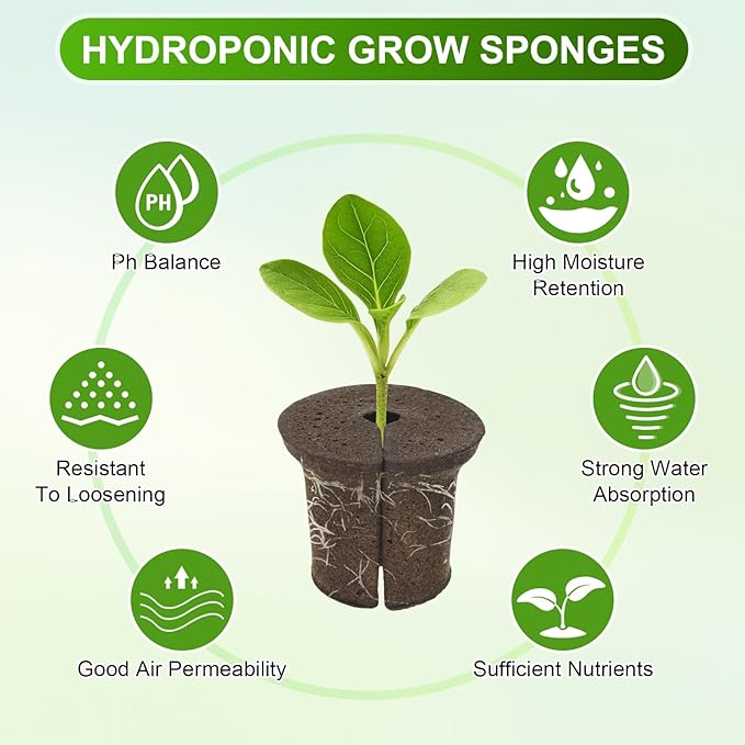 10-Pack Grow Sponges, 2.2x1.6x1.9 Inch Replacement Root Growth Sponges Seed Pods for Plant Rooting/Seed Germination/Hydroponic Gardens System Supplies, Starter Plug for Seeds
