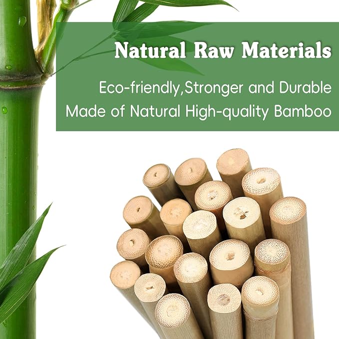 Plant Stakes,20Pcs Bamboo Stakes,16 Inches Natural Bamboo Plant Support Stakes,Bamboo Stakes for Indoor and Outdoor Plants Tomatoes Beans Flowers Potted Plants Climbing Support