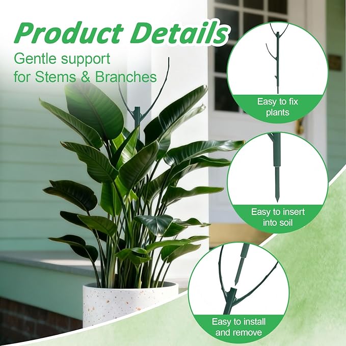 10 Pack Stackable Plant Support Stakes & Adjustable Circular Trellis, Garden Trellis for Climbing Plants Indoor and Outdoor Use, Garden Accessories for Monstera, Pothos, Tomato