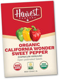 The Harvest Company Organic Seeds Collection – USDA Certified, Non-GMO, Open-Pollinated for Indoor & Outdoor Planting (California Wonder Sweet Pepper)