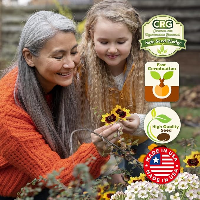 Low Growing Wildflower Seeds Mix - 1oz, 6-12 Inches Short Flowers – Non-GMO Natural Mix of Annual & Perennial Garden Seeds with High Germination Rate