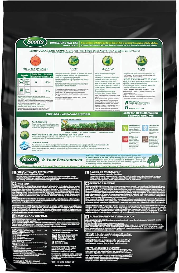Scotts Turf Builder with Moss Control, Moss Killer and Lawn Fertilizer, Covers Up to 5,000 sq. ft., 25 lbs.