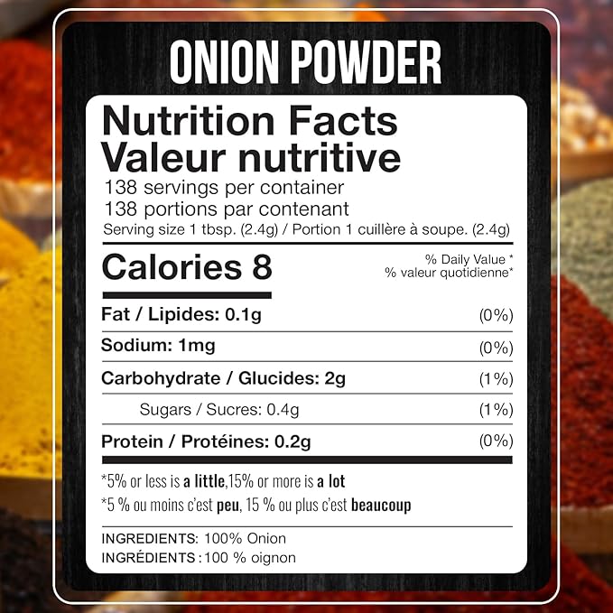 Fresh Finest Onion Powder - 11oz (330G) - Premium Ground Onions for Authentic Flavor, Packed in a Durable Container