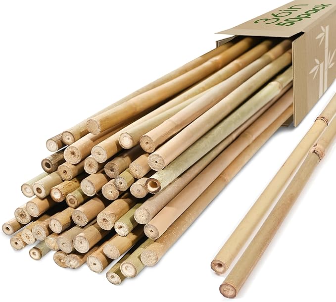 Bamboo Stakes 3ft, 50 Pack Bamboo Garden Stakes 3 Feet, Natural Plant Stakes for Tomatoes and Climbing Plant Support, Bamboo Sticks for Plants