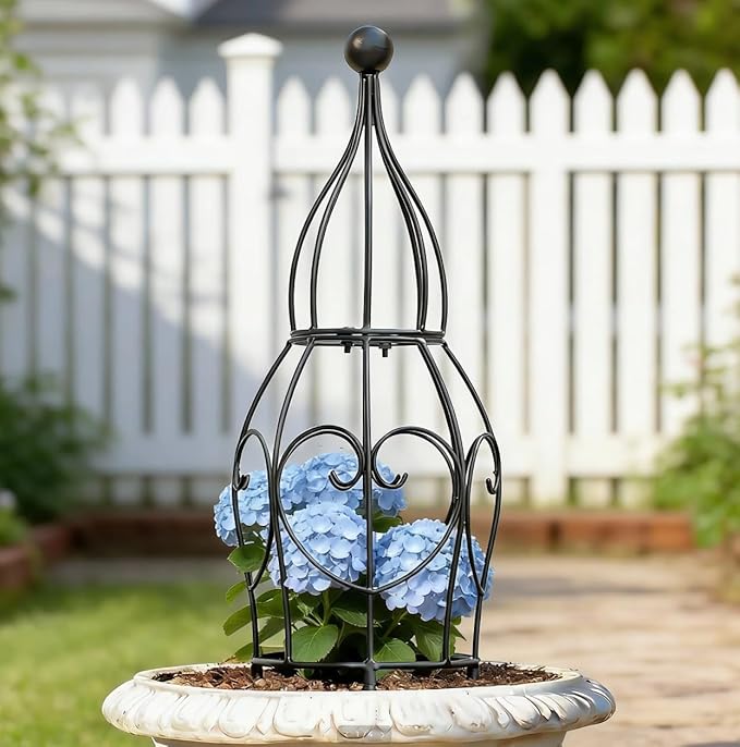 26” Metal Garden Obelisk Trellis for Climbing Plants - Sturdy & Stylish Support for Roses, Bougainvillea, and Potted Plants - Ideal Decorative Accent for Vertical Gardening Indoors & Outdoors