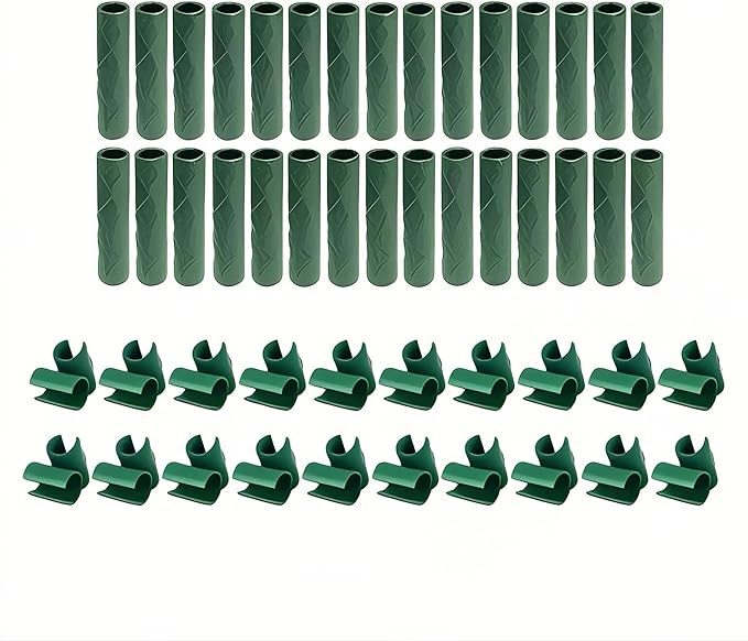 50pcs Garden Stakes Connectors Set,Plant Trellis Support Connectors Clips for 5/8" (16mm) Plant Stakes, Greenhouse & Garden Use