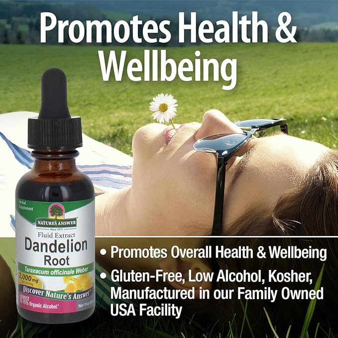 Answer Dandelion Root | Supports Healthy Liver Function | Low Organic Alcohol -Gluten-Free Kosher Certified- nonGMO 1oz