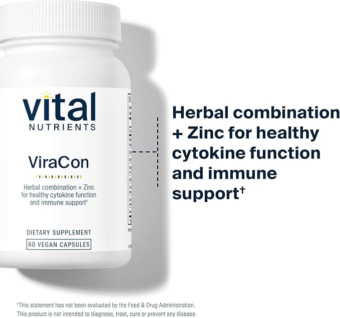 Vital Nutrients ViraCon | Vegan Immune Support Supplement* | Zinc, Elderberry, Licorice Root Extract, & Other Herbs for Comprehensive Immune Support | Gluten, Dairy, Soy Free | Non-GMO | 60 Capsules