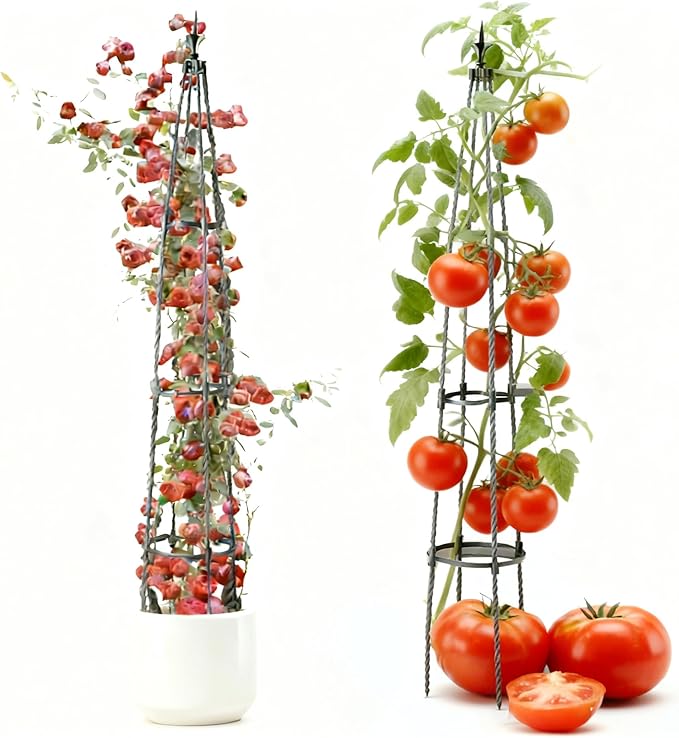 Garden Obelisk Trellis for Climbing Plants, 67inch lron Pipe Wrapped in Plastic Plant Support, Rust-Resistant Outdoor Garden Structure for Roses, Vines, and Flowers, Easy Assembly, Durable Design.