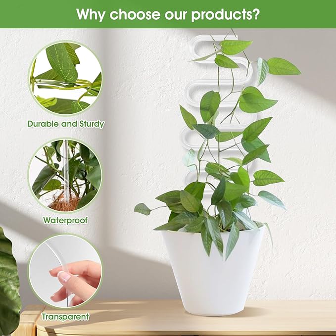 2 Pack Curvy Acrylic Trellis for Indoor Plants, Small Plant Trellis for Potted Plants, 13 Inch Plant Stakes for Indoor Plants, Clear Trellis for Climbing Plants Vine Ivy Hoya