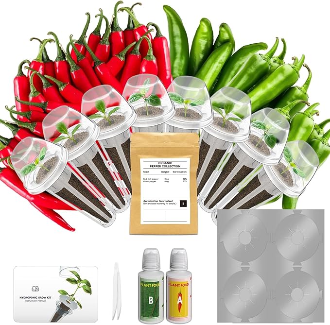inbloom Hydroponic Hot Pepper Pod Kit 8 Pods, Compatible with AeroGarden Hydroponics Growing System, Complete Indoor Home Gardening Supply for Grow Your Own Plants