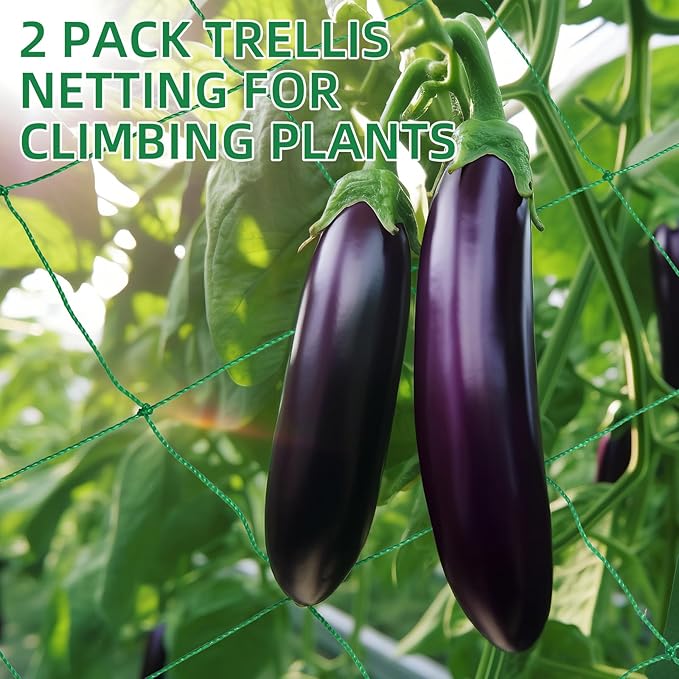 2 Pack Trellis Netting for Climbing Plants, 32.8' x 6.6' Heavy Duty Garden Trellis Netting Plant Support Netting Outdoor Grow Net for Vines, Fruits, Vegetables