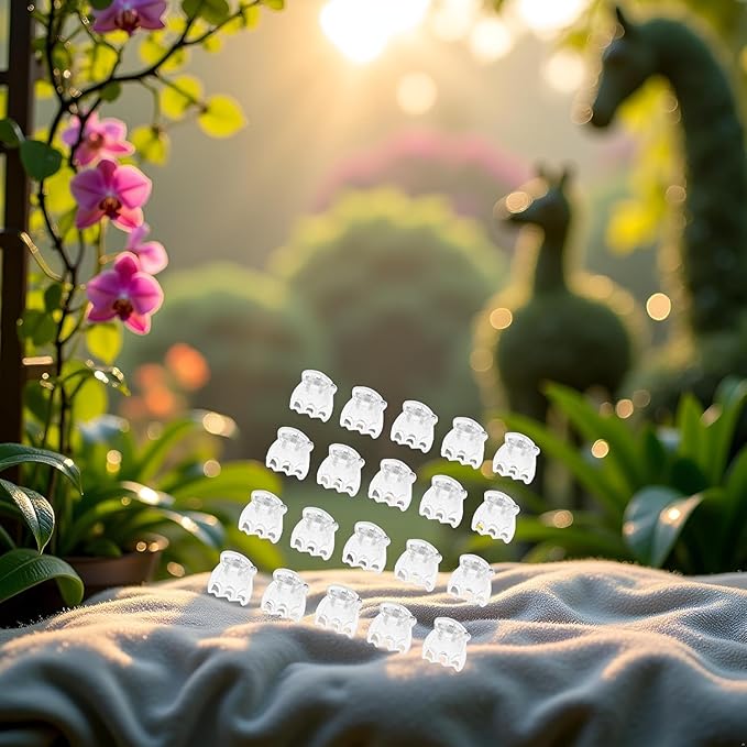 50Pcs Transparent Plant Orchid Clips Flowers Support Clear Fixer for Garden Vine Stem Plants Climbing Clasp Transparent 6 Claws Orchid Clips Plastic Butterfly Plant Support Structures