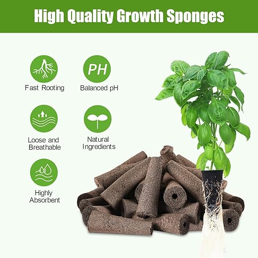 51 Pcs Grow Sponges and Nutrients for Hydroponics Plant Food Compatible with Aero Garden and All Brands - Seed Pods Lables and Indoor Plant Fertilizer for Indoor Garden Hydroponics Growing System