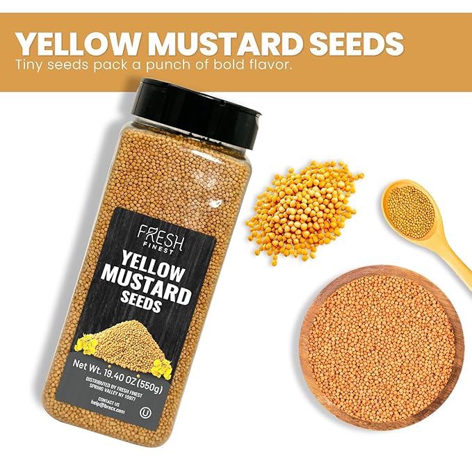 Fresh Finest Whole Bold Yellow Mustard Seed, Kosher & Non-GMO, 550G (19.40oz)