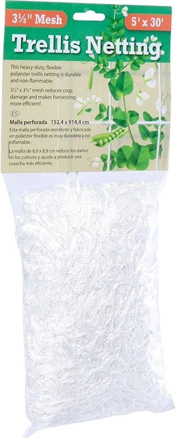 Hydrofarm Trellis Netting, 3.5" Mesh, Soft Woven String, 5' Wide X 30' Long, HGN30S, Increases Harvest