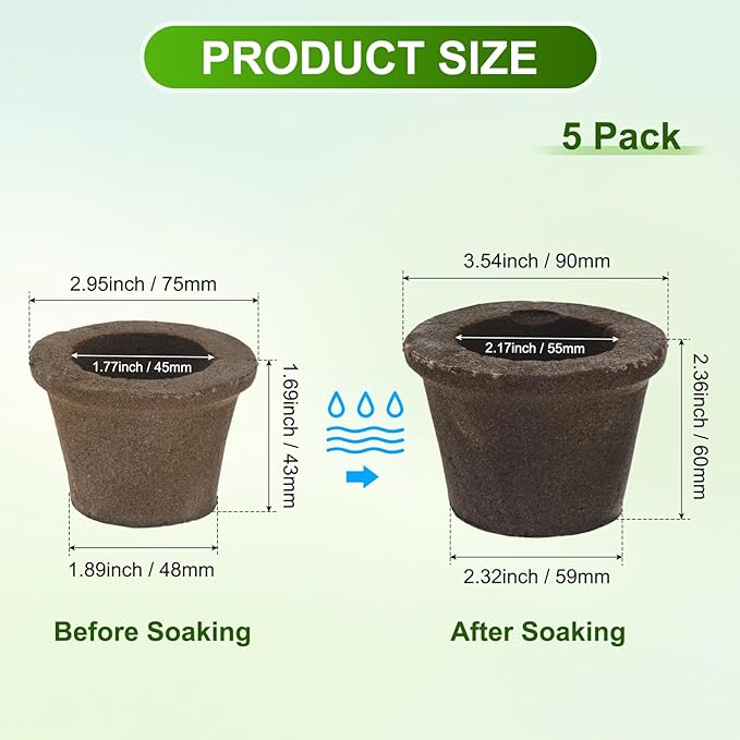 5-Pack Grow Sponges, 3.5x2.3x2.4 Inch Replacement Root Growth Sponges Seed Pods for Plant Rooting/Seed Germination/Hydroponic Gardens System Supplies, Starter Plug for Seeds