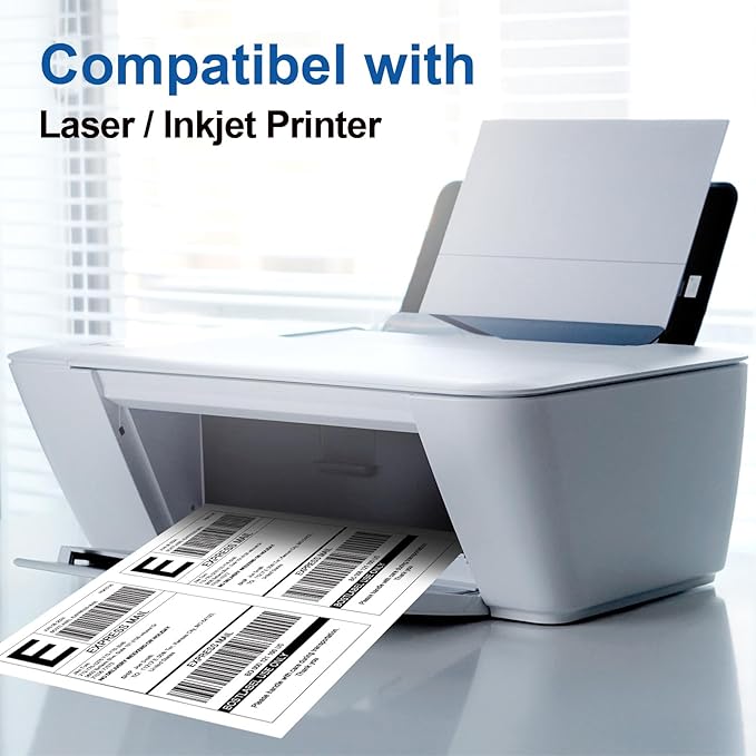 Bostlabel 8.5"x5.5" Half Sheet Shipping Labels for Laser & Inkjet Printers, 500 Sheets 1000 Pcs Half Page Labels, Self Adhesive Mailing Address Stickers
