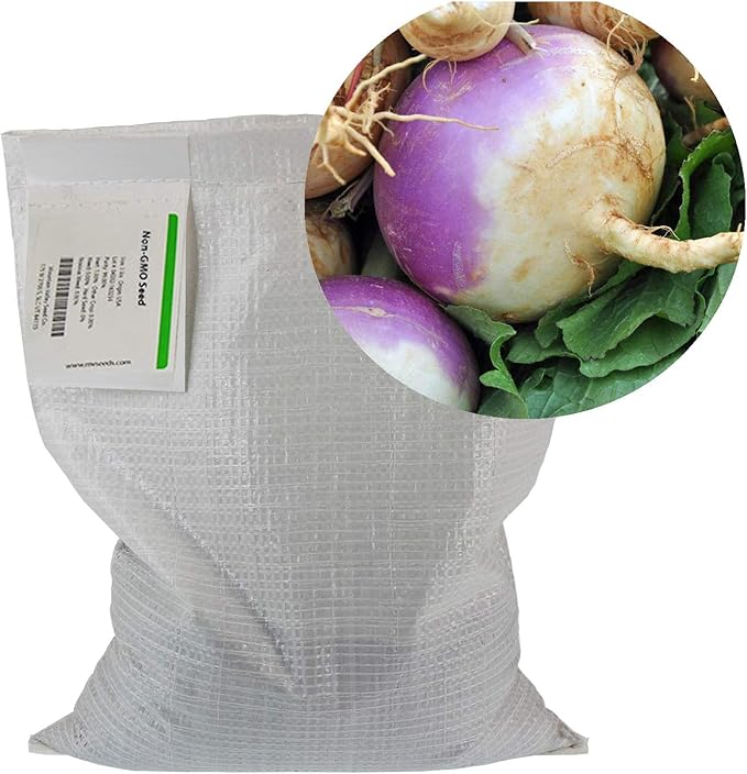 Turnip Garden Seeds - Purple Top White Globe - 5 Lb Bulk - Non-GMO, Heirloom Vegetable Garden & Microgreens Seeds