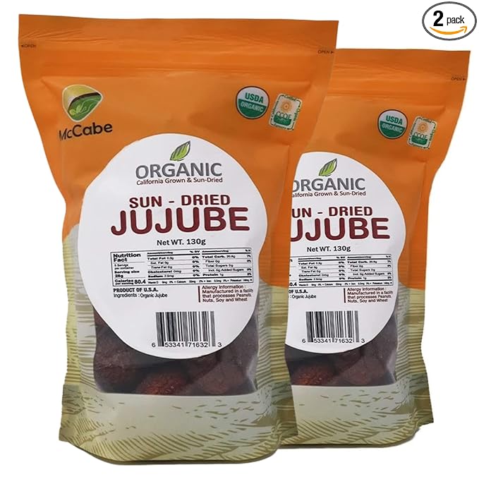 McCabe Organic Sun-Dried Jujube, 130g (0.28lbs) (2 Packs)