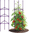 Growsun 51 inch Tomato Cage Heavy-Duty Plant Support Cucumber & Vine Vegetables – Adjustable Purple Metal Garden Trellis for Climbing Plants, Indoor & Outdoor Use, 6 Pack