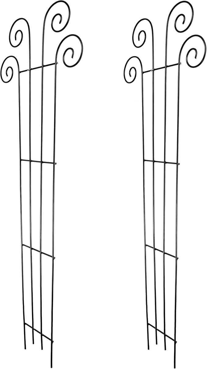 Hosley's 48" High Set of 2 Wave Iron Trellis Ideal Gift for Floral Arrangements Wedding or Party and Use Next to Structures Home or Office or in Planters for Growing Floral Plants Vines and Vegetables