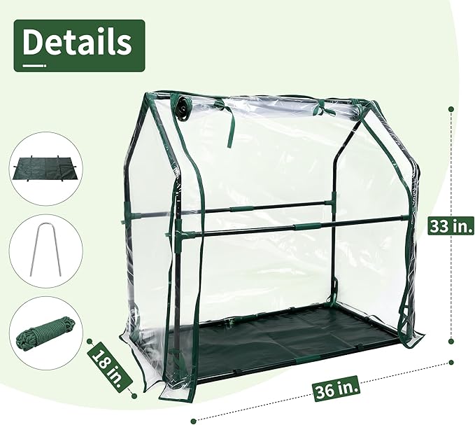 Mini Greenhouse 36"×18"×33" Small Greenhouse Seed Starting Waterproof Floor Mat Portable Greenhouse Patio Balcony and Garage Indoor & Outdoor