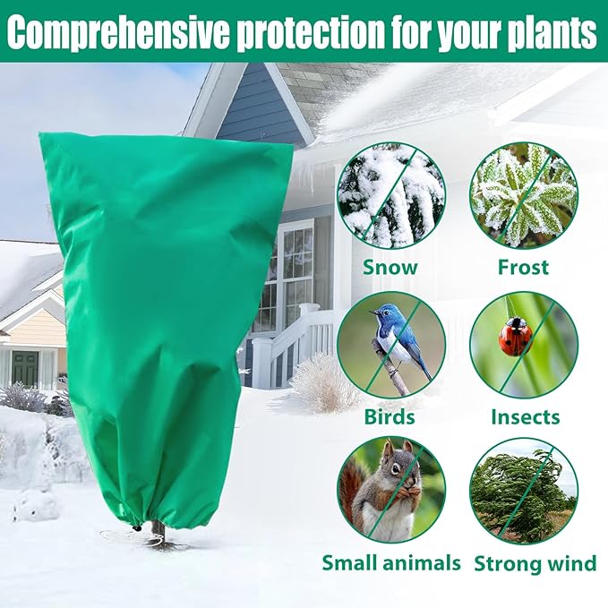 2 Pack Plant Covers Freeze Protection for Winter, 2.2oz/yd² (72" X 47") Frost Blankets Cloths With Zipper/Drawstring , Large Plant Frost Protection Covers Outdoor, for Shrub Bush Fruit Tree Potte