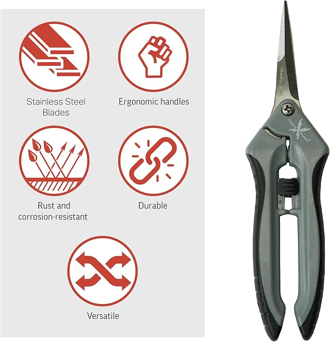 Piranha Pruner Trimming Scissors Garden Shears, Plant Trimmers, Gardening Hand Tools, Straight Stainless Steel Blade