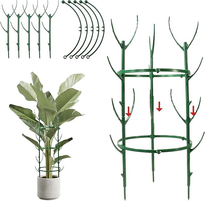 Stackable Plant Support Stakes,The Growing Frame for Indoor Plants, 40 Pcs Extendable 12-60 Inch Trellis for Monstera, Pothos, and Philodendron