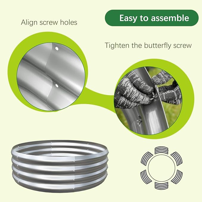 Galvanized Garden Bed Kit for Vegetables/Herbs/Flowers, Raised Planter Box, Outdoor, 3x3x1 ft, Silver