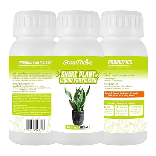 Snake Plant Fertilizer, 10 oz Organic Liquid Plant Food for Snake Plants, Natural Probiotic Formula with 200M Live Microbes/mL, Promotes Greener Leaves & Strong Roots, 1:400 Concentrate
