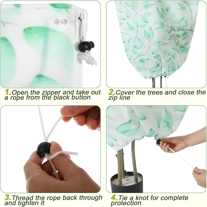 8 Pack Plant Covers Freeze Protection Winter Frost Covers with Zipper Drawstring Reusable Frost Cloth for Outdoor Winter Weather Shrubs Trees Jacket (23.6" X 40")