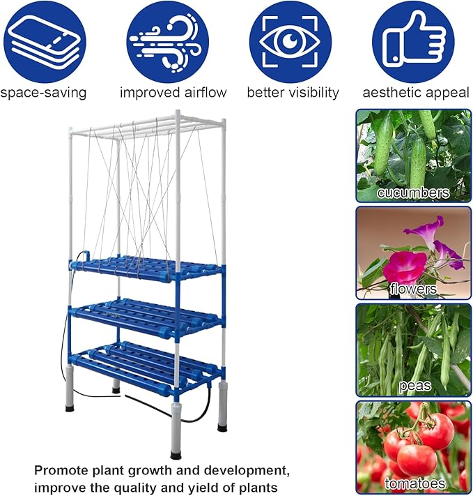 Hydroponics Plant Climbing Frame with Climbing Rope,Plant Trellis for Climbing Plants Outdoor,Detachable Garden Trellis for Vine Plants