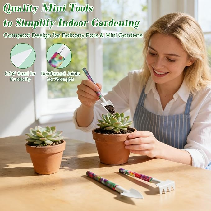 Gardening Gifts for Women for Mom Wife Grandma, 10 Pcs Gardening Supplies with Protable Case, Floral Print Garden Tools, Ergonomic Handle Trowel Rake Weeder Pruner Shears Sprayer