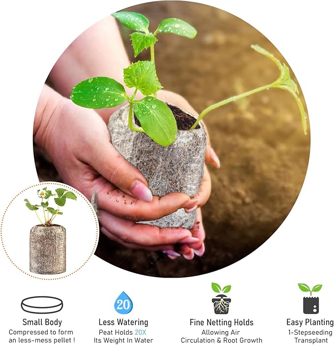 Legigo 50 Pcs 30mm Seed Starter Peat Pellets Pods for Seedlings- Compressed Seed Starting Pellets Seed Starter Pods Plugs Soil Peat Pods for Starting Seeds, Garden Planting Herb Flower Vegetables