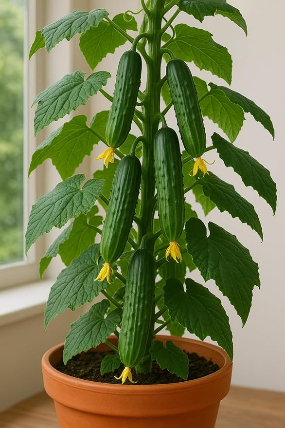 Cucumber Indoor F1 Seeds – Hybrid, Parthenocarpic (Self-Pollinated) | 45 Days to Harvest | Compact, High-Yield Variety for Greenhouses & Containers