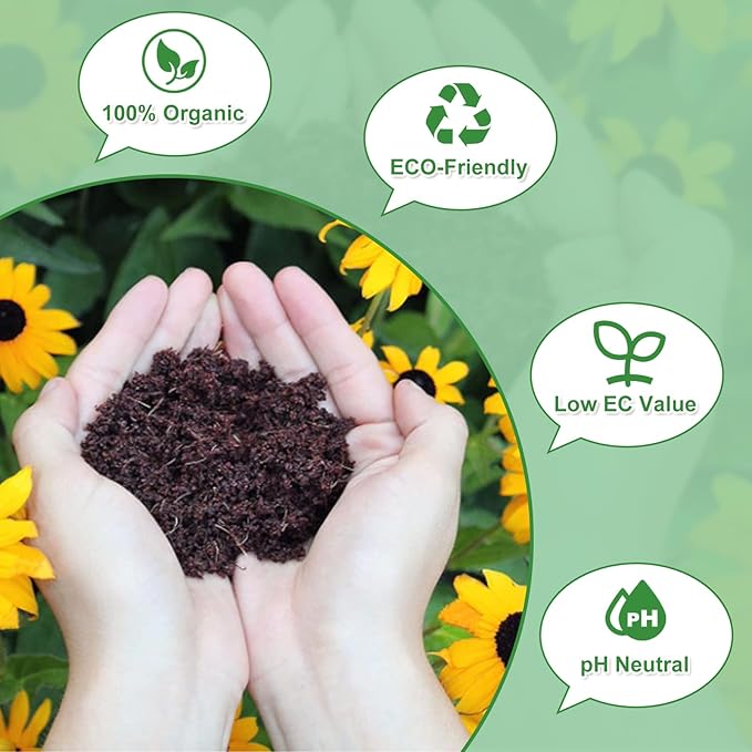 Coco Coir Brick for Plants - 2 Pack Premium 100% Organic Coconut Coir Peat Moss Mix Potting Soil with Low EC & pH Balance, Fiber Coconut Husk for Plants, Flowers, Herbs Garden Soil