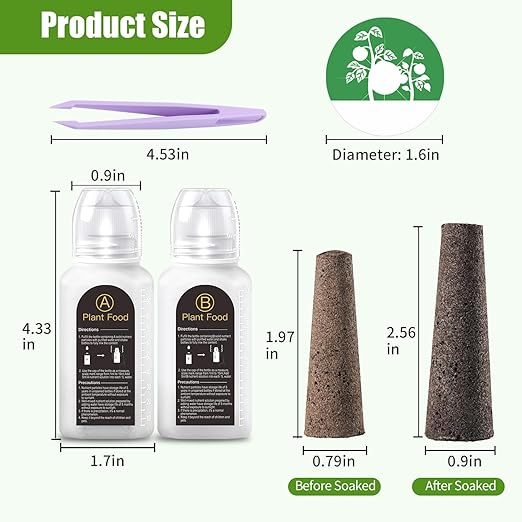 105 Pcs Grow Sponges and Hydroponics Plant Food Compatible with Aero Garden and All Brands - Seed Pods Lables and Indoor Plant Fertilizer for Indoor Garden Hydroponics Growing System