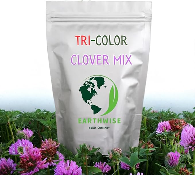 Earthwise Tri-Clover Blend – 1/2lb – Red, White & Crimson Clovers, Easy-Grow, Wildlife & Pollinator Friendly – 1000 sq. ft.
